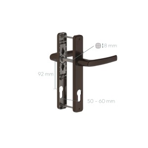 Braune Panto Griffgarnitur Smart Line, 92 mm Lochabstand, für Türbeschläge.