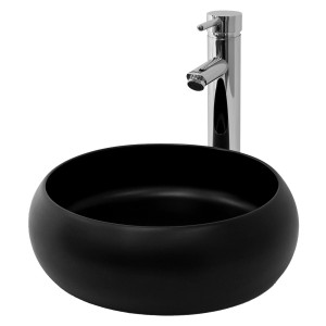ML-Design Waschbecken, Keramik, Schwarz Matt, 35x12 cm, rund, mit Ablaufgarnitur.