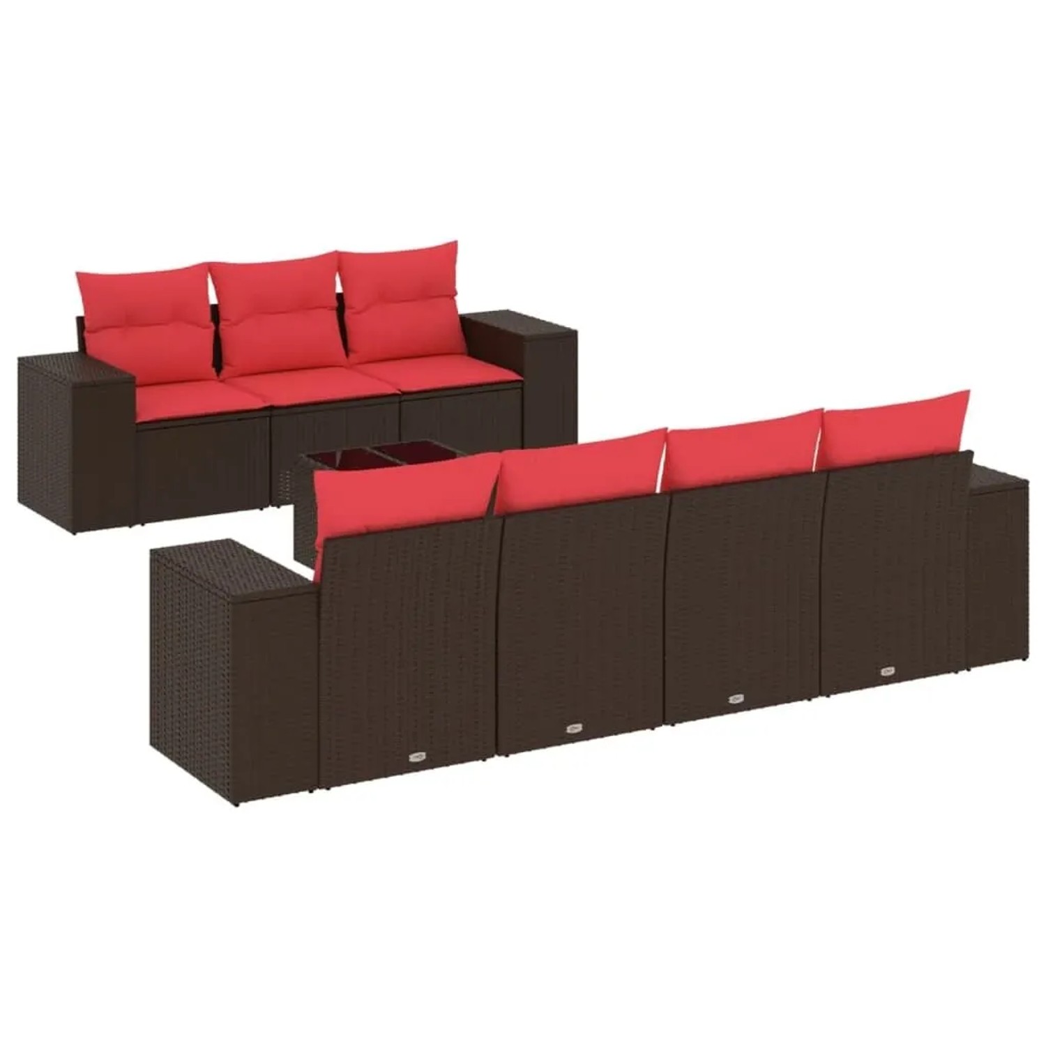 vidaXL 8-Tlg Gartensofa-Set mit Kissen Braun Polyrattan 3222333