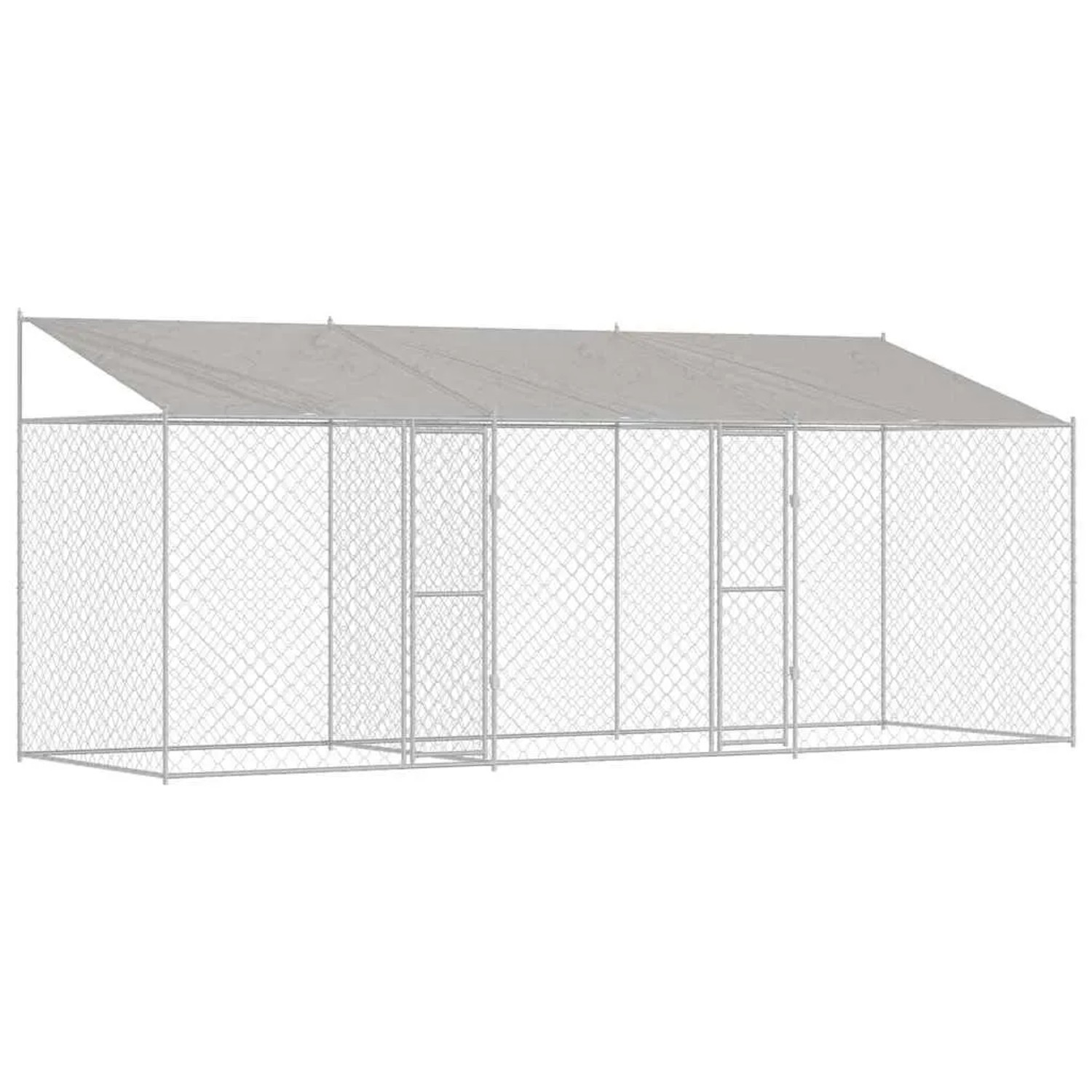 vidaXL Hundekäfig mit Dach Silber 600 x 200 x 256 cm Stahl und PE 3368304