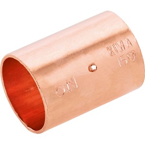 Löt-Muffe, Ø 15 mm, aus Kupfer für die Verbindung von Kupferrohren.