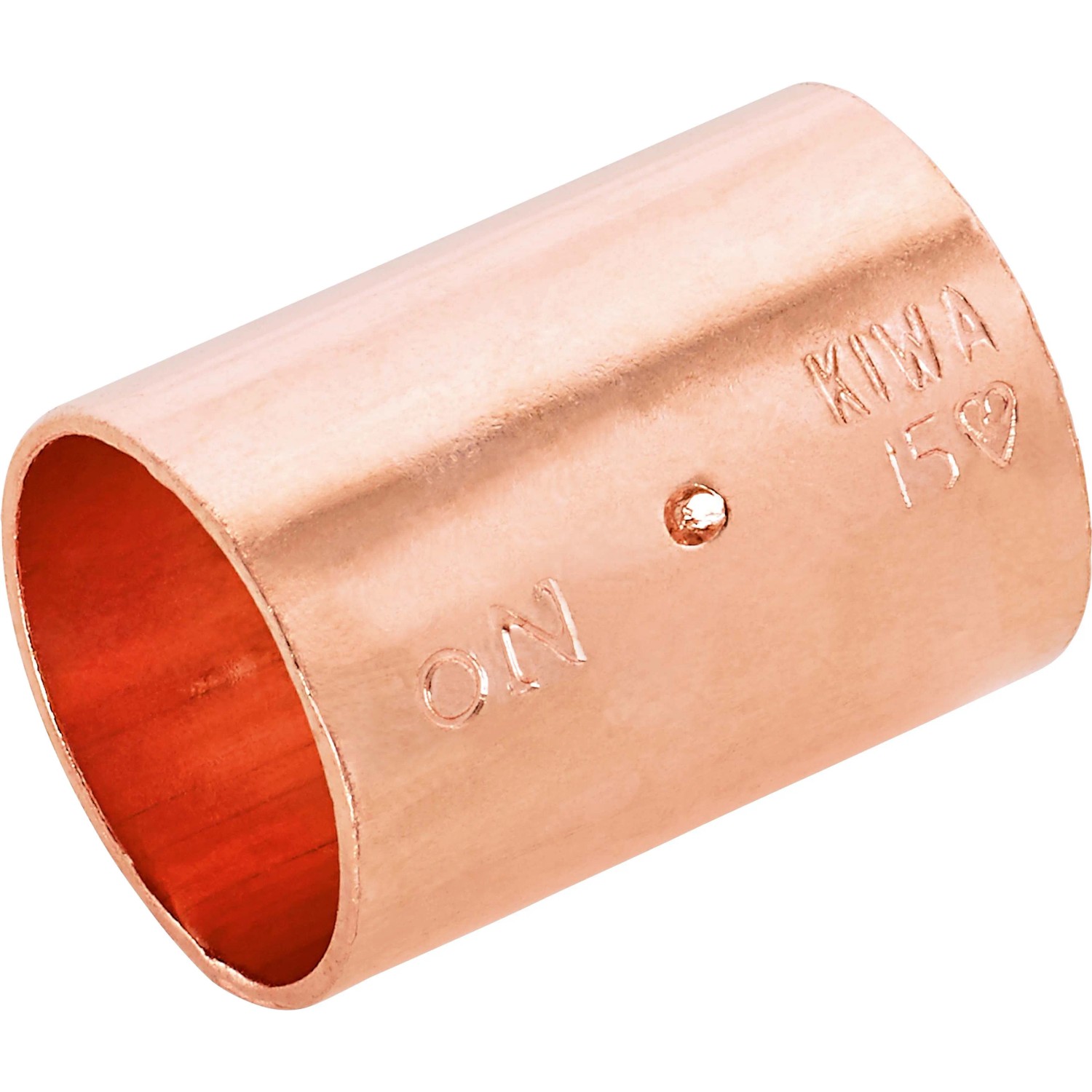 Löt-Muffe, Ø 15 mm, aus Kupfer für die Verbindung von Kupferrohren.