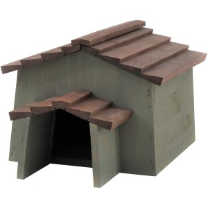 Siena Garden Igelhaus aus Kiefernholz, olive/braun, mit Veranda für Schutz vor Raubtieren.