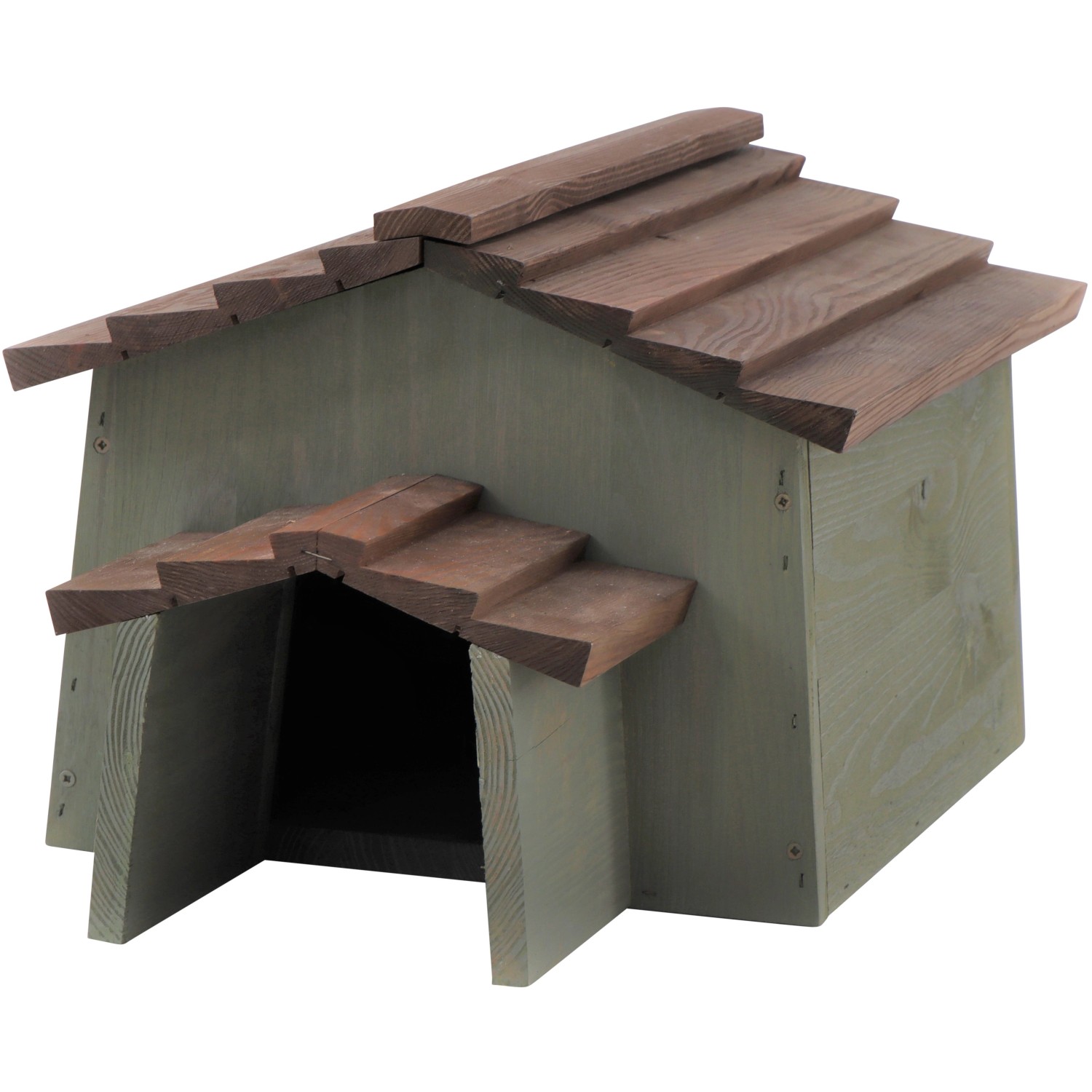 Siena Garden Igelhaus Kiefer Olive und Braun 55 cm x 38 cm x 28 cm FSC®