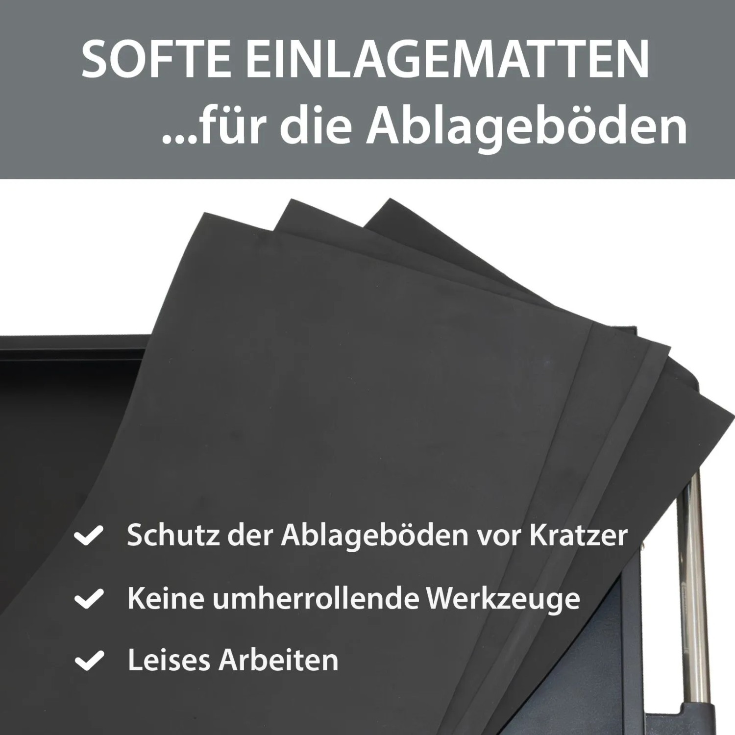 TRUTZHOLM Werkstattwagen 3 Etagen Stahl auf Rollen bis 300kg Tragkraft Grau_6
