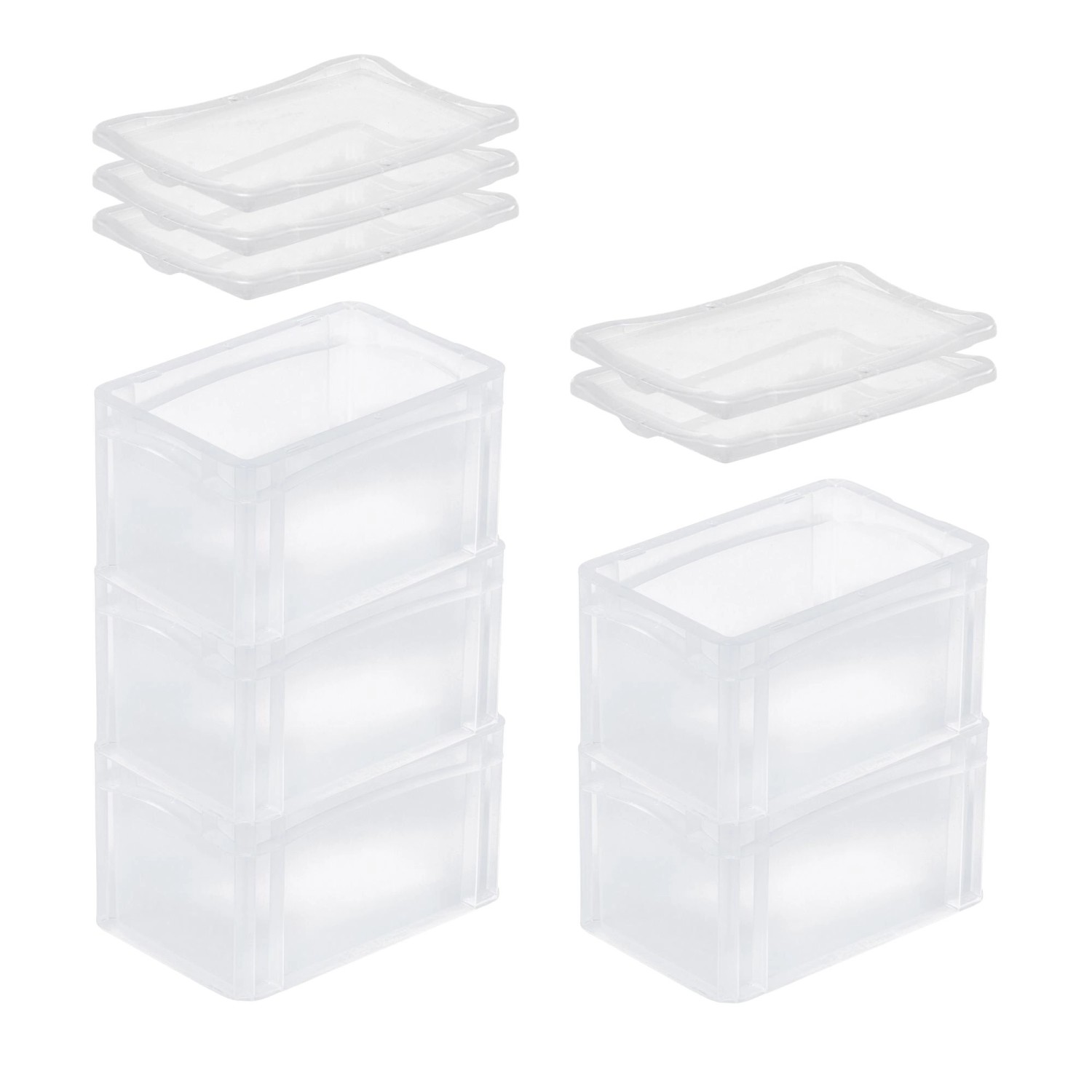 SuperSparSet 5 x Transparenter Eurobehälter BasicLine Mit Geschlossenem Griff und Klickdeckel HxBxT 17 x 20 x 30 cm 7,2 ...