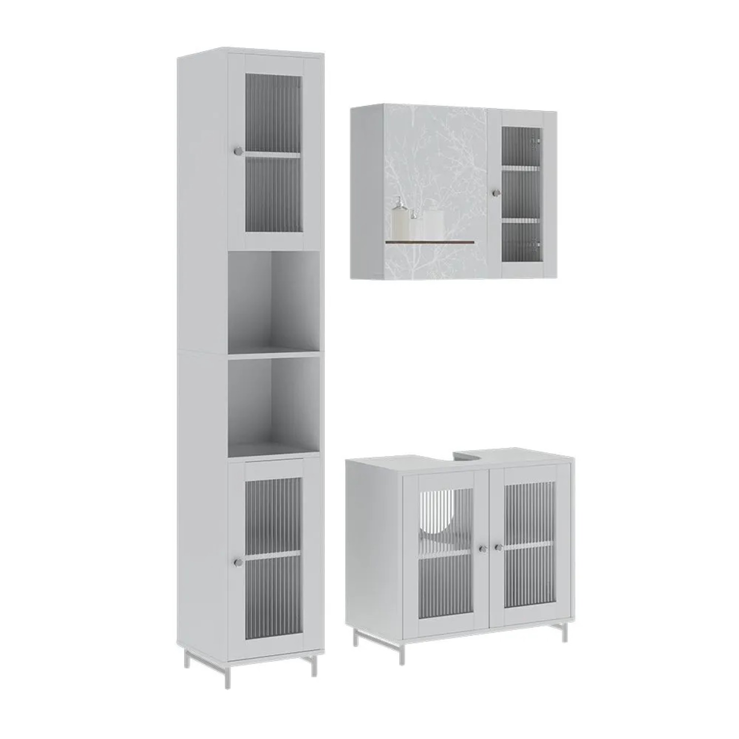 Vicco Badmöbel-Set Malte Weiß 60 x 58 3-teilig
