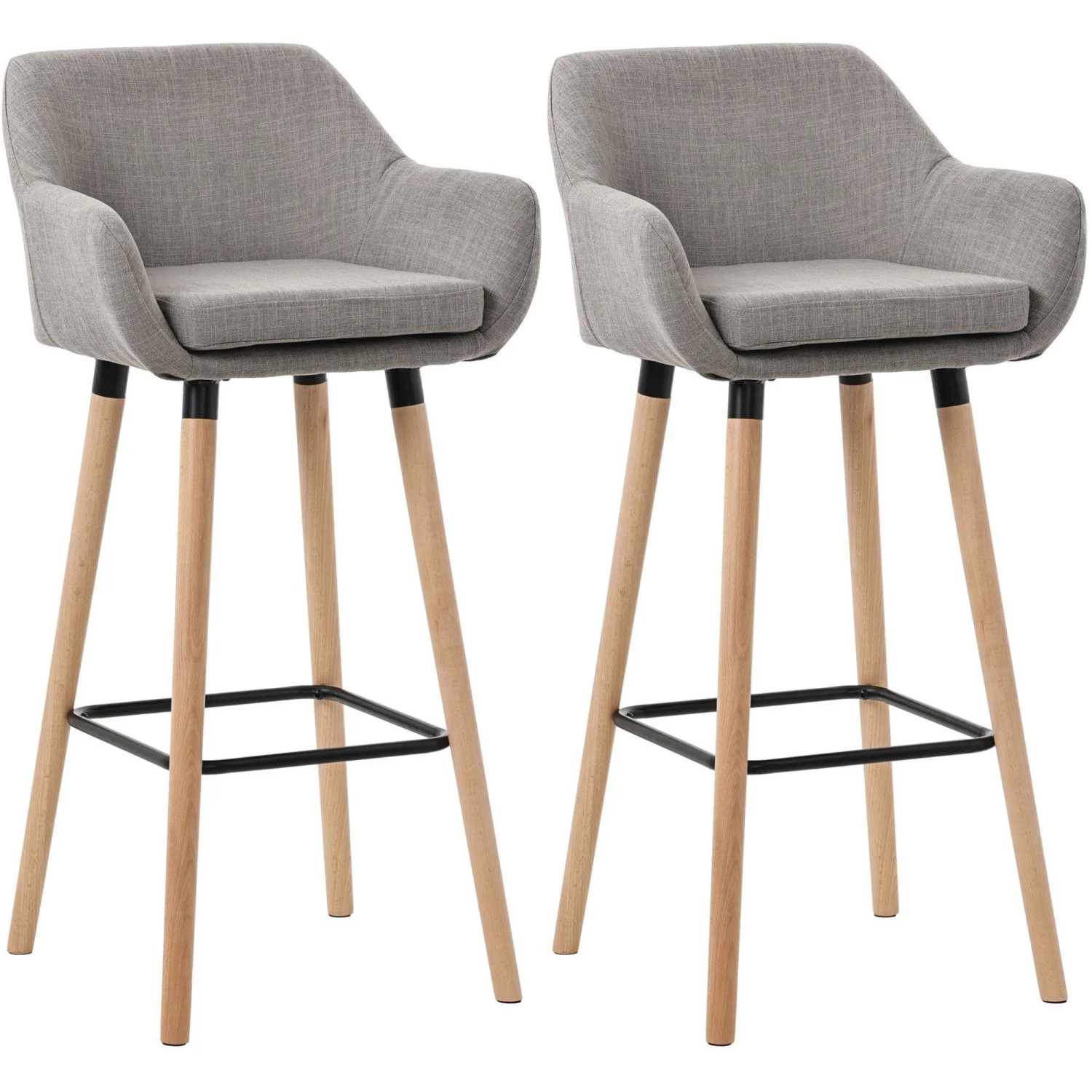 CLP 2er Set Barhocker Grant Stoff Grau