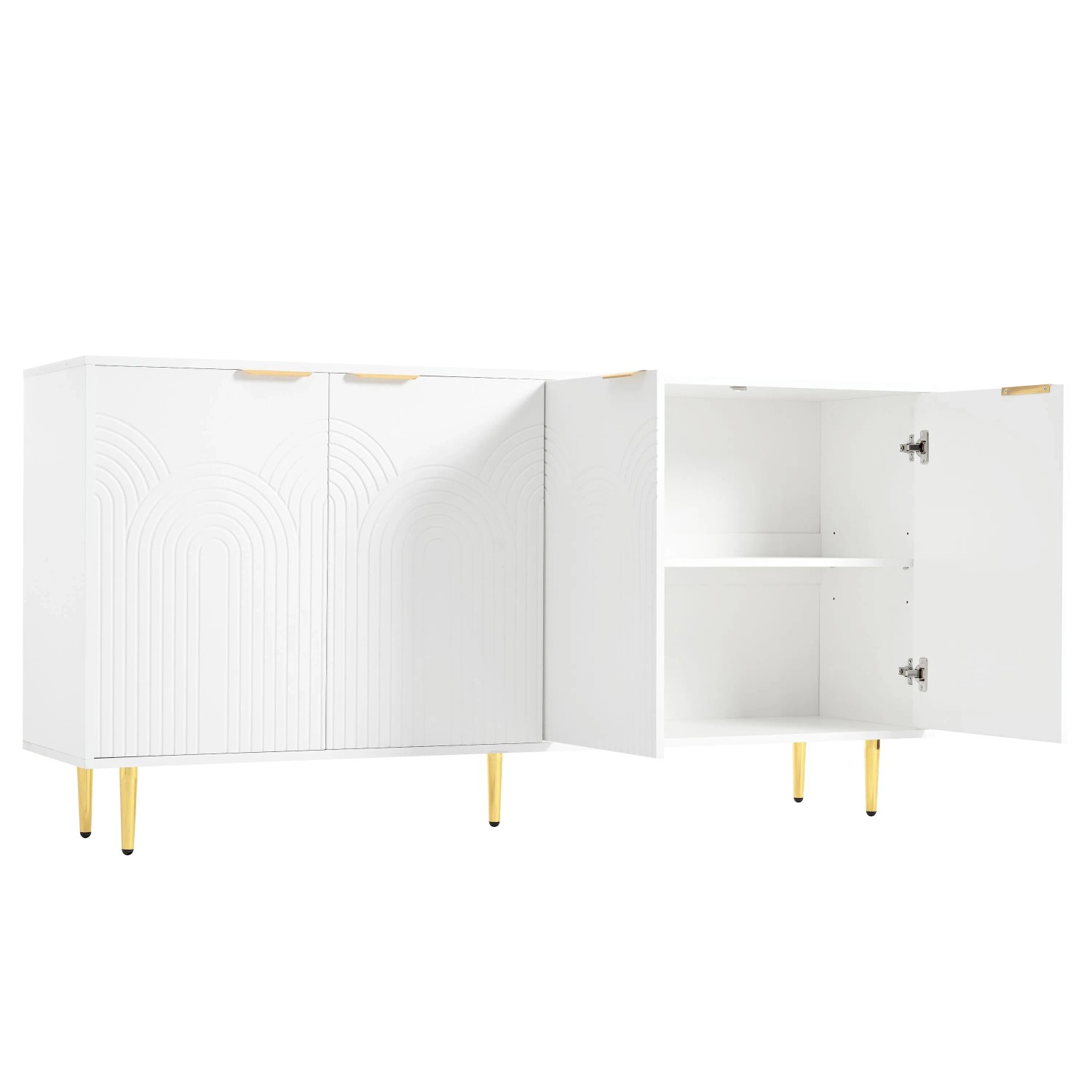 okwish Sideboard mit 4 Türen Wohnzimmer 160x80x40cm Weiß