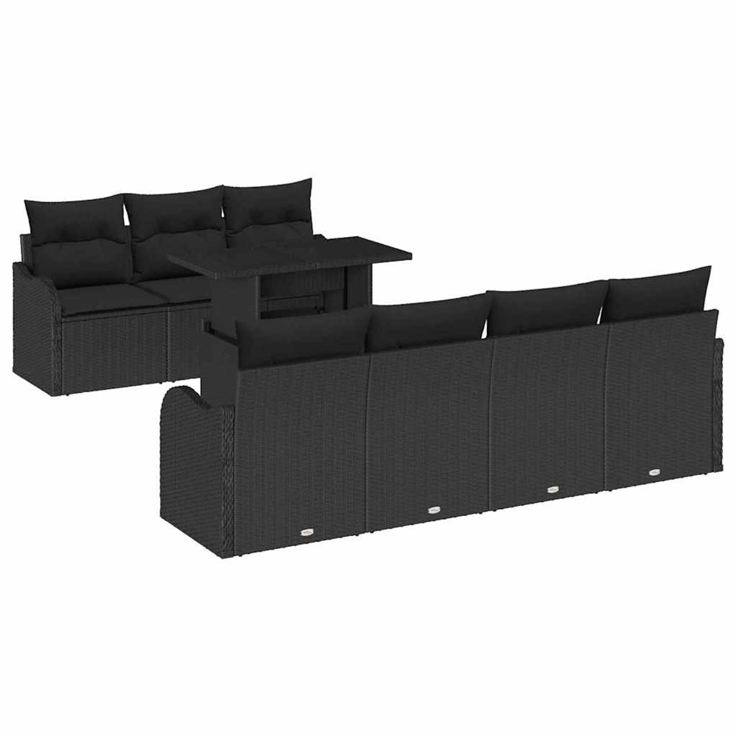 vidaXL Garten-Sofa-Set mit Kissen 8-Tlg Schwarz Poly Rattan 3348409 günstig online kaufen