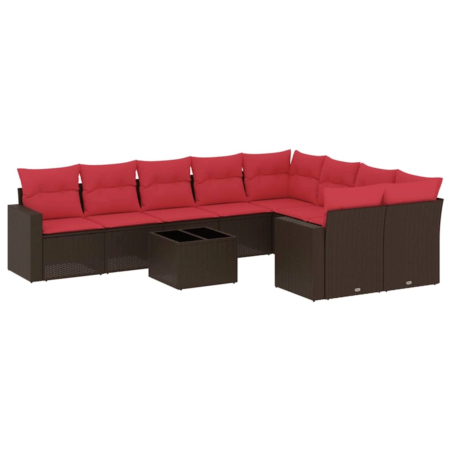 vidaXL 10-Tlg Garten-Sofagarnitur mit Kissen Braun Poly Rattan 3219444 günstig online kaufen