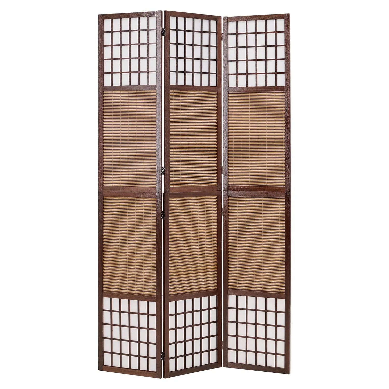 Homestyle4u 3-tlg. Paravent in Braun 120x200 cm 875