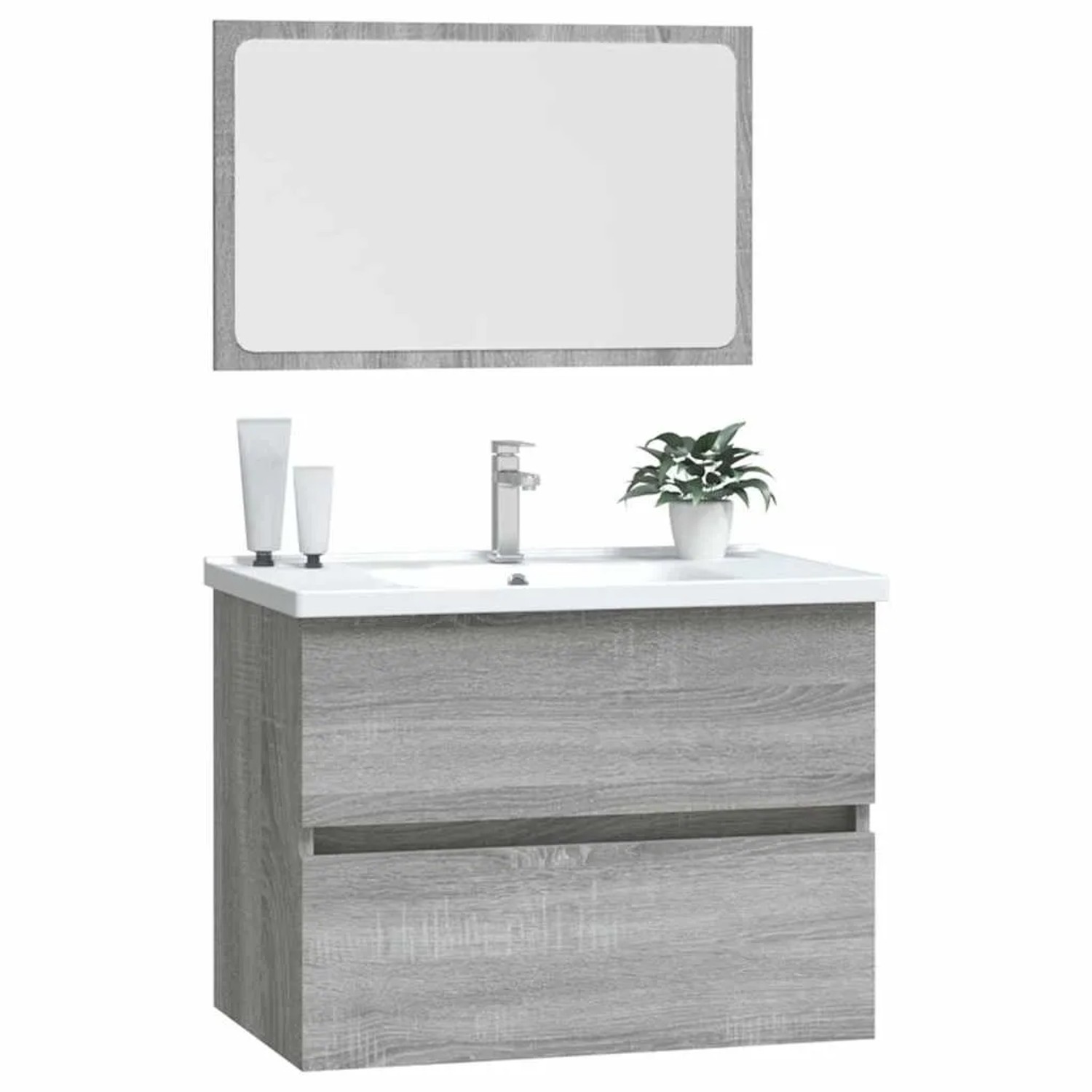 vidaXL 2-Tlg Badmöbel-Set Grau Sonoma Holzwerkstoff 815736_4