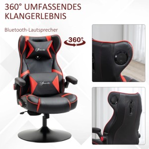 Vinsetto Gaming Stuhl mit Wippfunktion Höhenverstellbar Lautsprecher