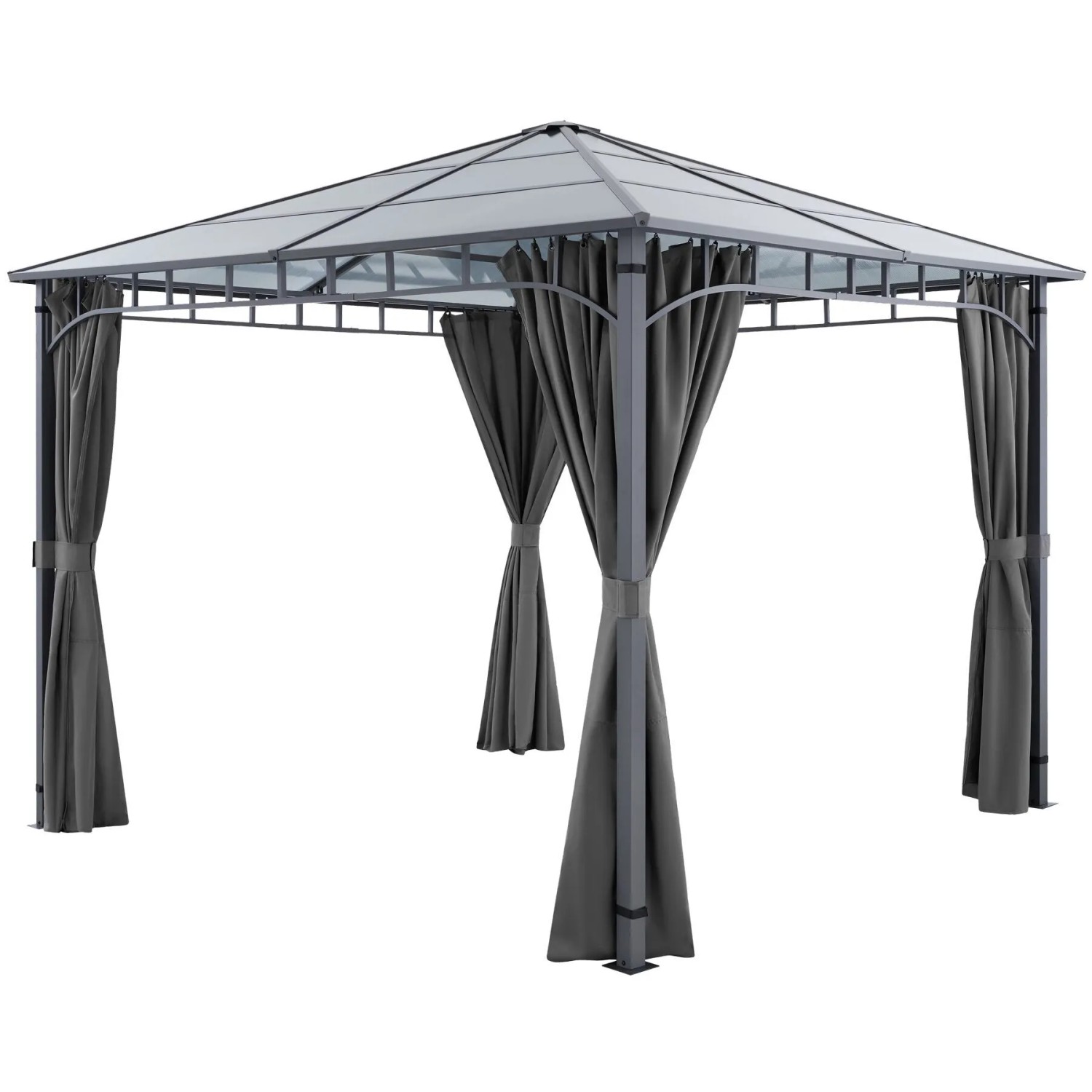 Tectake Gartenpavillon Caracas Mit Aluminiumgestell  Pulverbeschichtet Wetterfest und Uv Beständig 3 x 3 M 300 x 300 x 263 cm Grau