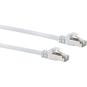 Weißes Schwaiger CAT 6 Netzwerkkabel (50 m) mit RJ45 Stecker für Netzwerktechnik.