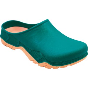 Gartenclog in Grün-Braun, Größe 45/46, ideal für Gartenarbeit und Freizeit.