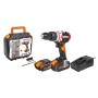 Worx Akku-Schlagbohrschrauber Set mit 2 Akkus, Ladegerät und Koffer.