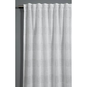Weißer Bennetti Schal in Leinenoptik mit Gardinenband für Fenstervorhänge.