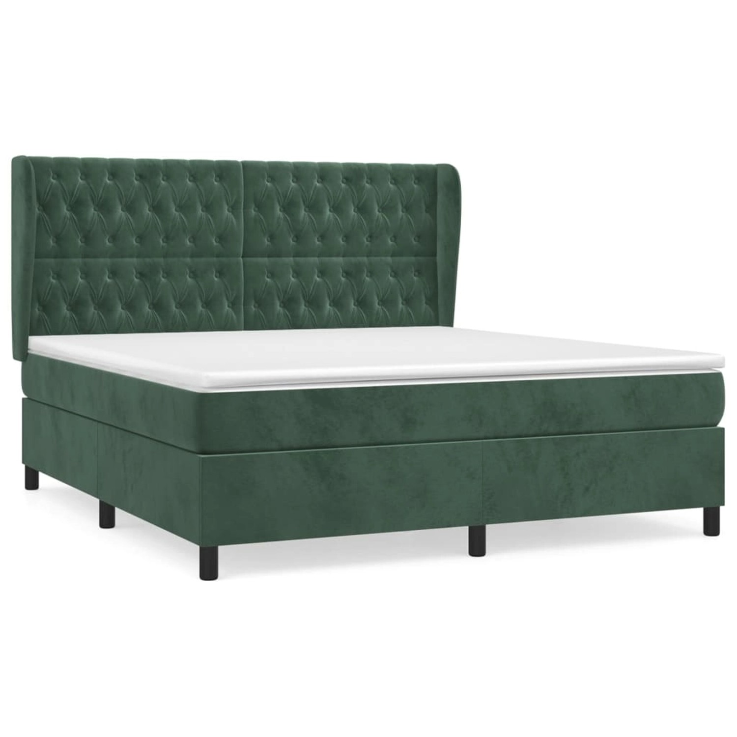 vidaXL Boxspringbett mit Matratze Dunkelgrün 180x200 cm Samt 3129408 günstig online kaufen