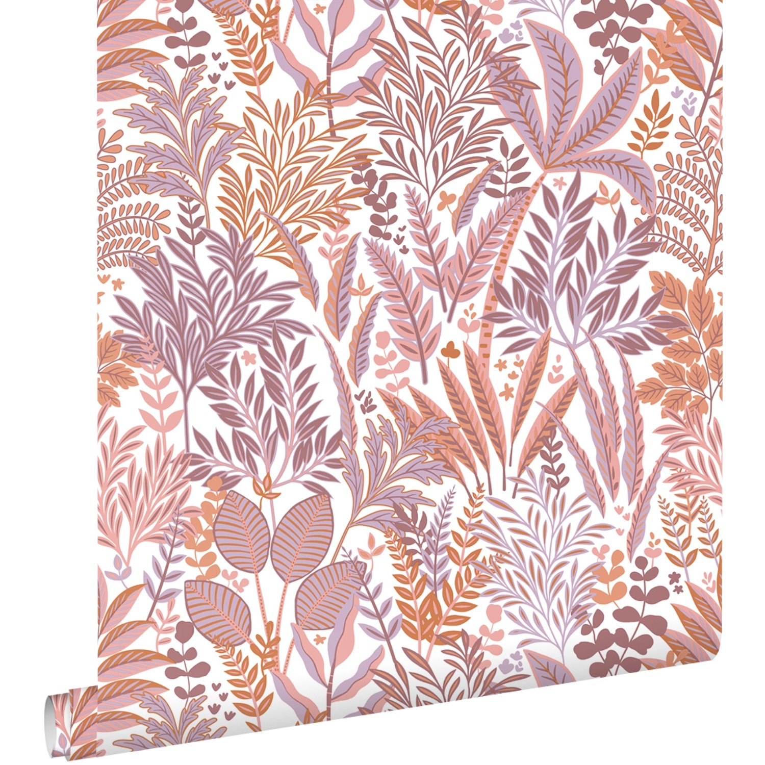 ESTAhome Tapete Tropische Blätter Und Blüten Orange Und Lila 50 X 900 Cm 13 günstig online kaufen