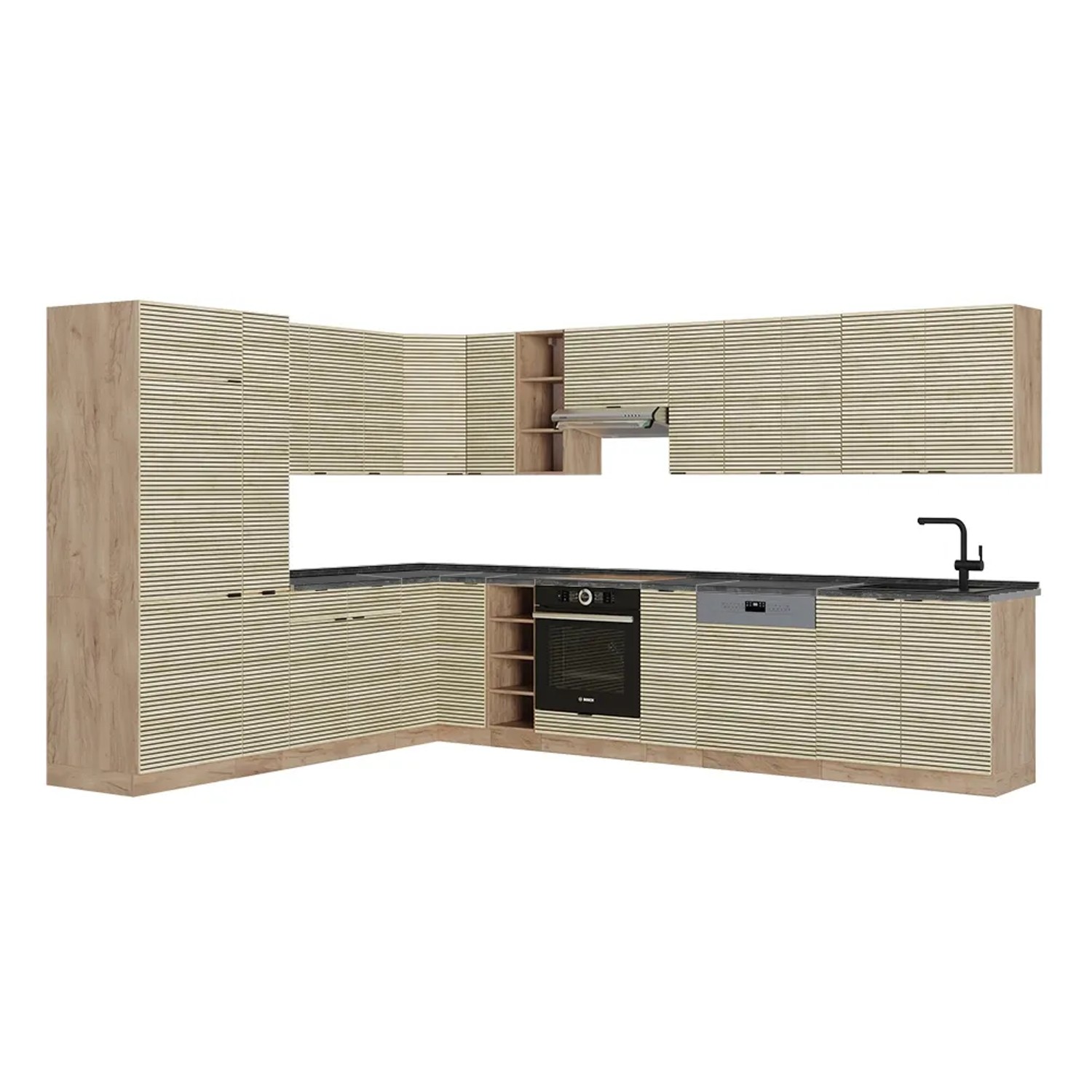 Vicco Fame-Line Eckküche Eiche Paneel/Goldkraft Eiche 347 x 257 cm AP Anthr günstig online kaufen