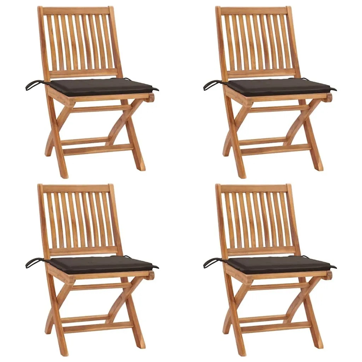 vidaXL Klappbare Gartenstühle mit Kissen 4 Stk Massivholz Teak 3072815 günstig online kaufen