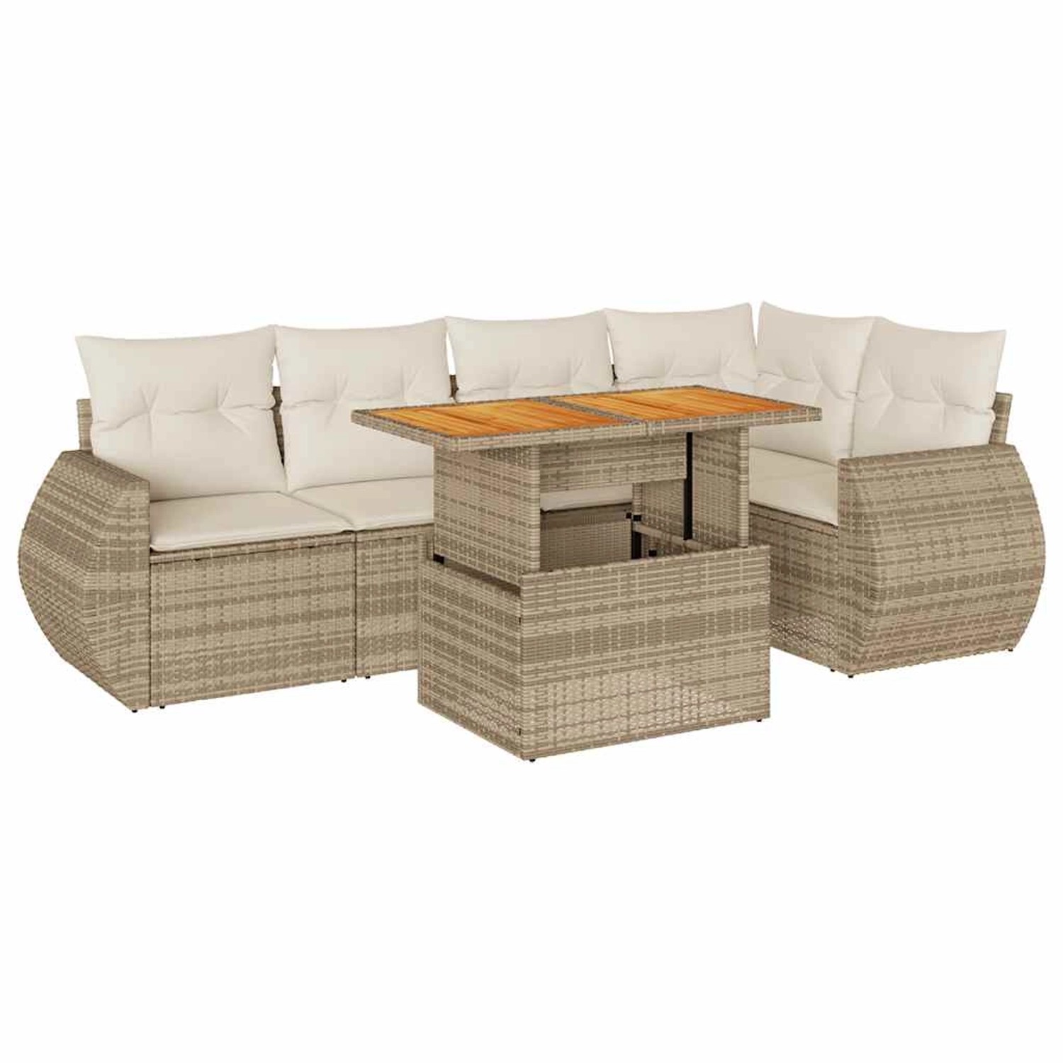 vidaXL 6-Tlg Garten-Sofagarnitur mit Kissen Beige Poly Rattan 3327264 günstig online kaufen