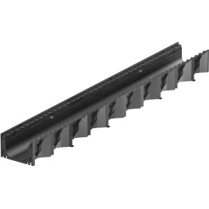 ACO Self Hexaline 2.0 Rinnenkörper, 1 m, Kunststoff, schwarz, ohne Rost. Entwässerungsrinne für Hof und Terrasse.