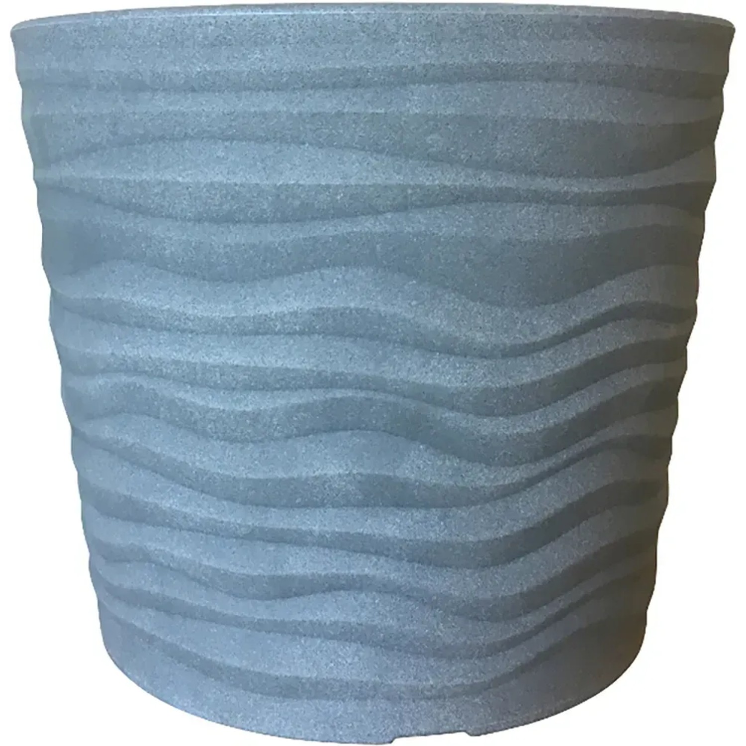 Grauer Siena Garden Pflanztopf Madrid, Ø 50cm, mit 3D-Wellenmuster für Innen- und Außenbereich.