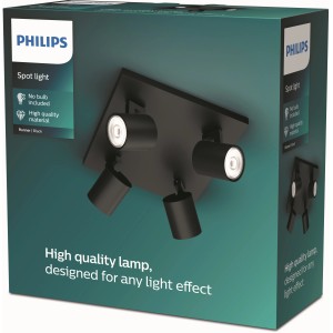 Philips LED-Spot myLiving Runner, 4-flammig, schwarz. Spotleuchte ohne Leuchtmittel.
