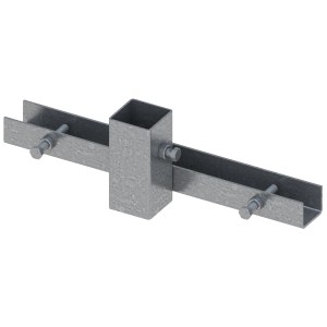 Schilderhalterung von Schake, silberfarben, für Schilderpfosten, Baugeräte.