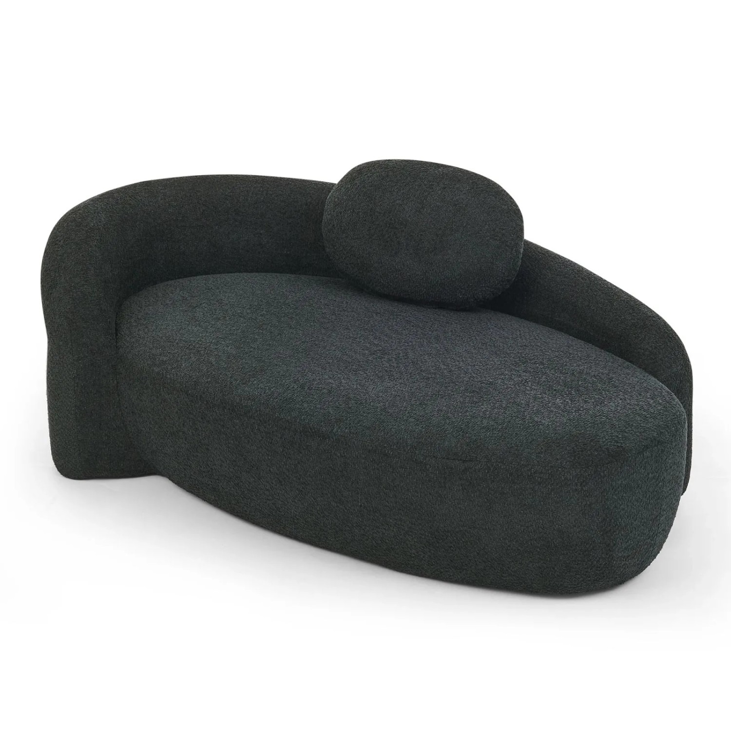 PXloue 2-Sitzer Stoffsofa Teddyfell Relaxsessel Bodensessel aus Schaumstoff für Wohnzimmer Schlafzimmer Schwarz