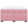 Rosa vidaXL Boxspringbett 140x190 cm mit Matratze und weißem Topper.