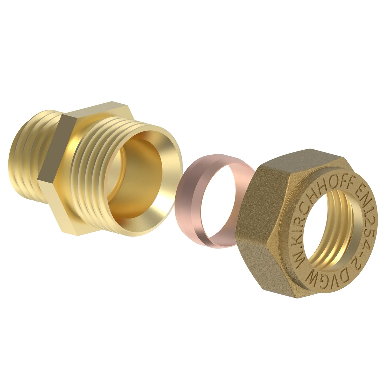 MegaHaustechnik Übergang 18x1/2 mit 1/2 Zoll Innengewinde IG für Kupferrohr Außendurchmesser 18mm Schraubfitting Klemmringverschraubung aus Messing Trinkwasser geeignet Gewinde Verschraubung