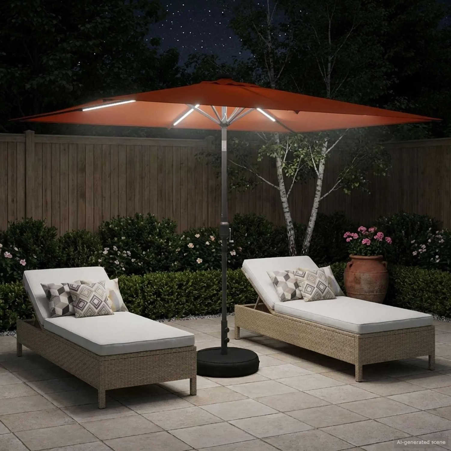 vidaXL Gartenparasol mit LED-Lichtern und Sockel 200 x 300 cm 42036243