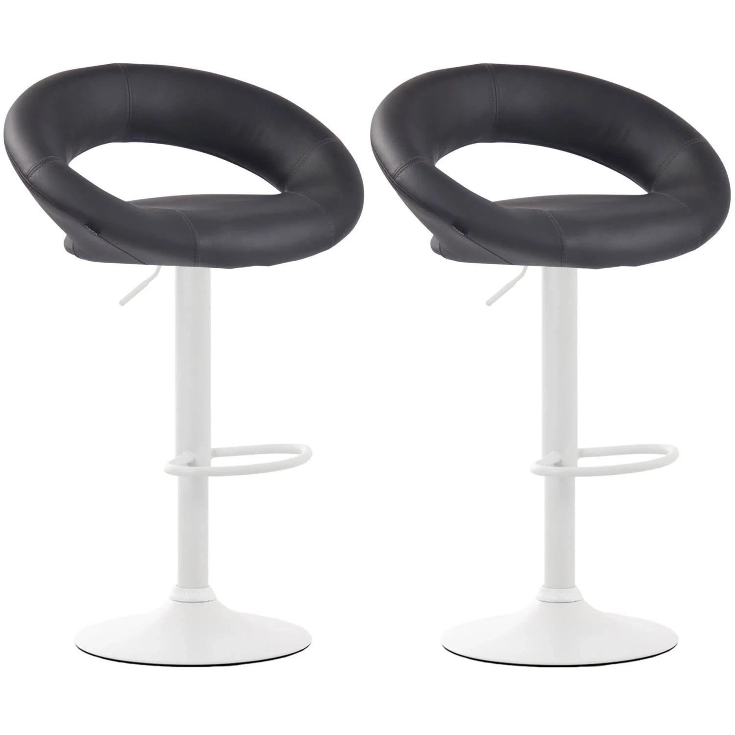 DELUKE 2er Set Barhocker MEKIM Kunstleder Grau 53x47x80cm Weiß Barstuhl Höhenverstellbar Mit Lehne Drehbar Tresenhocker Tresenstuhl