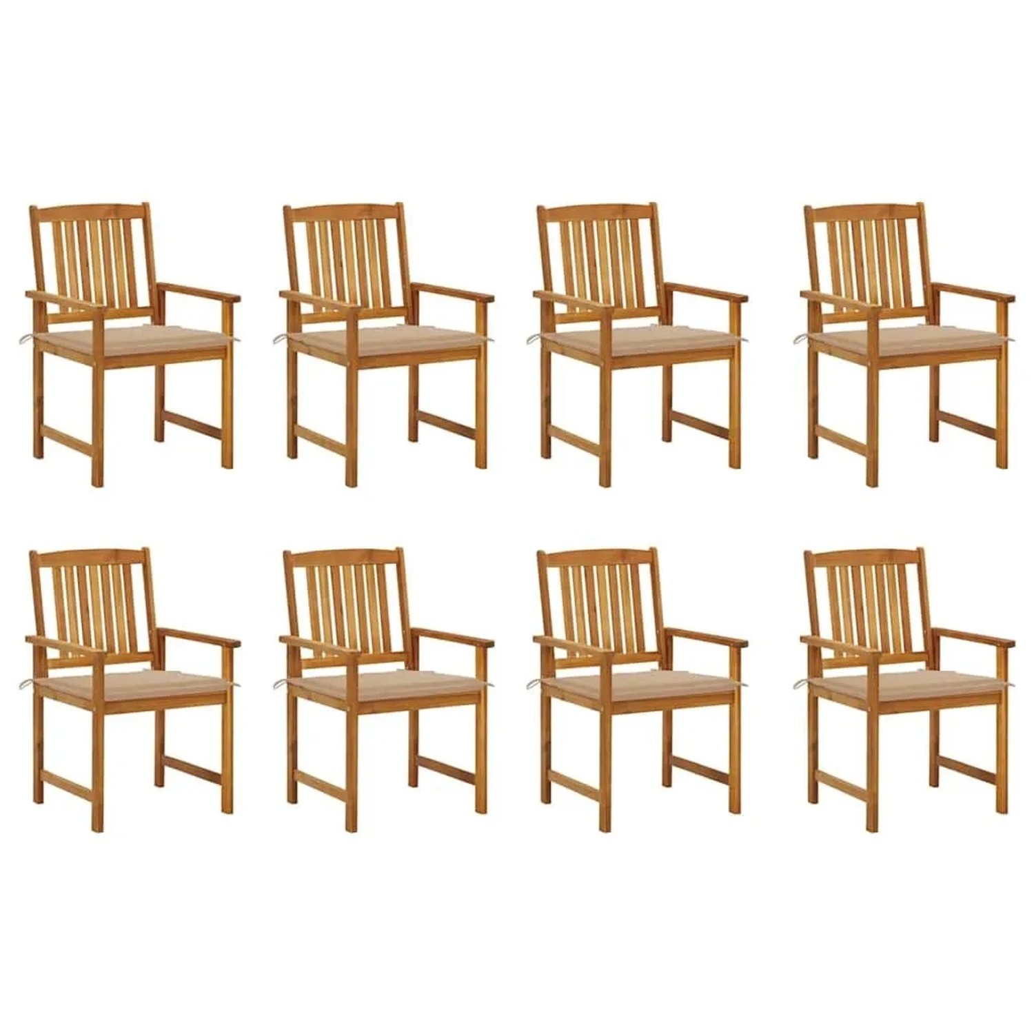 vidaXL Gartenstühle mit Kissen 8 Stk Massivholz Akazie 3078169
