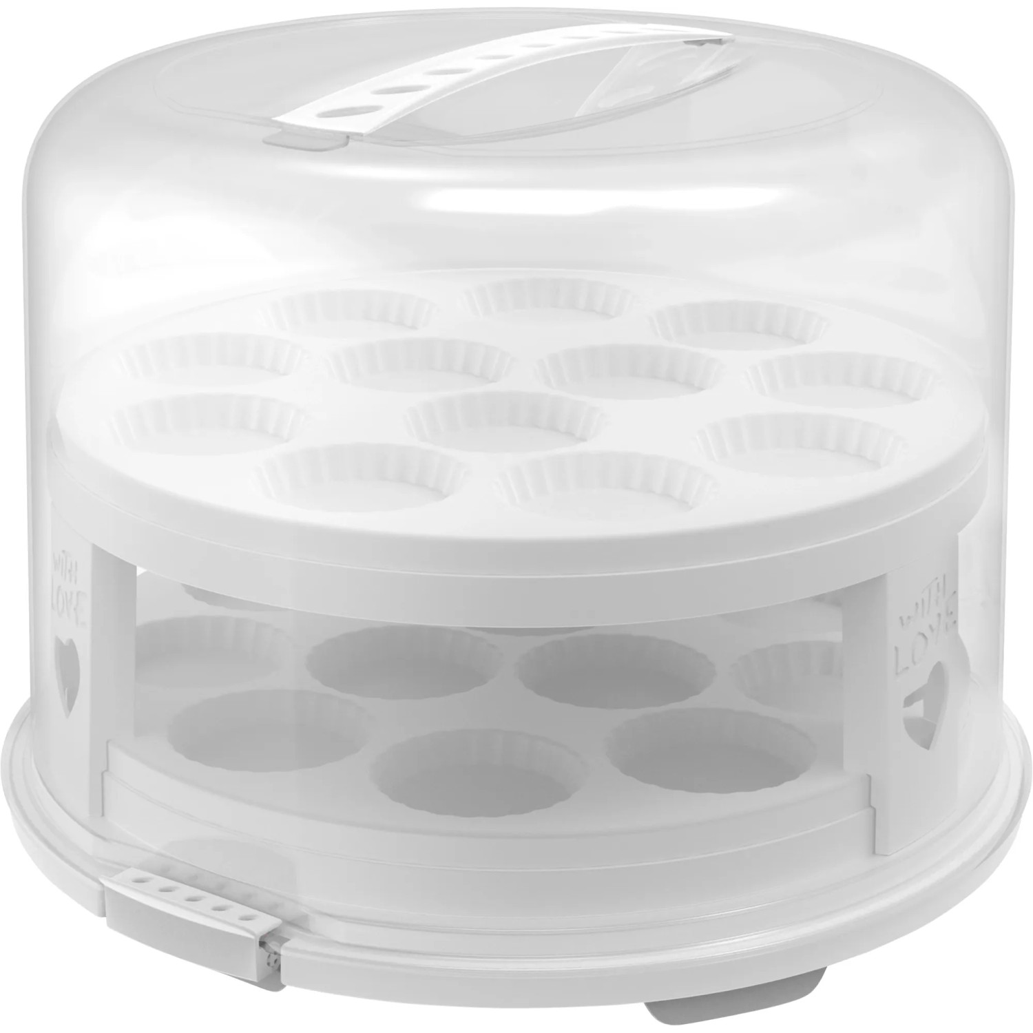 Rotho Tortenglocke mit Trays Fresh XL 26 cm Weiß-Transparent