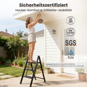Sekey Klappleiter 3 Stufen Alu Klapptritt Stehleiter bis 150 kg