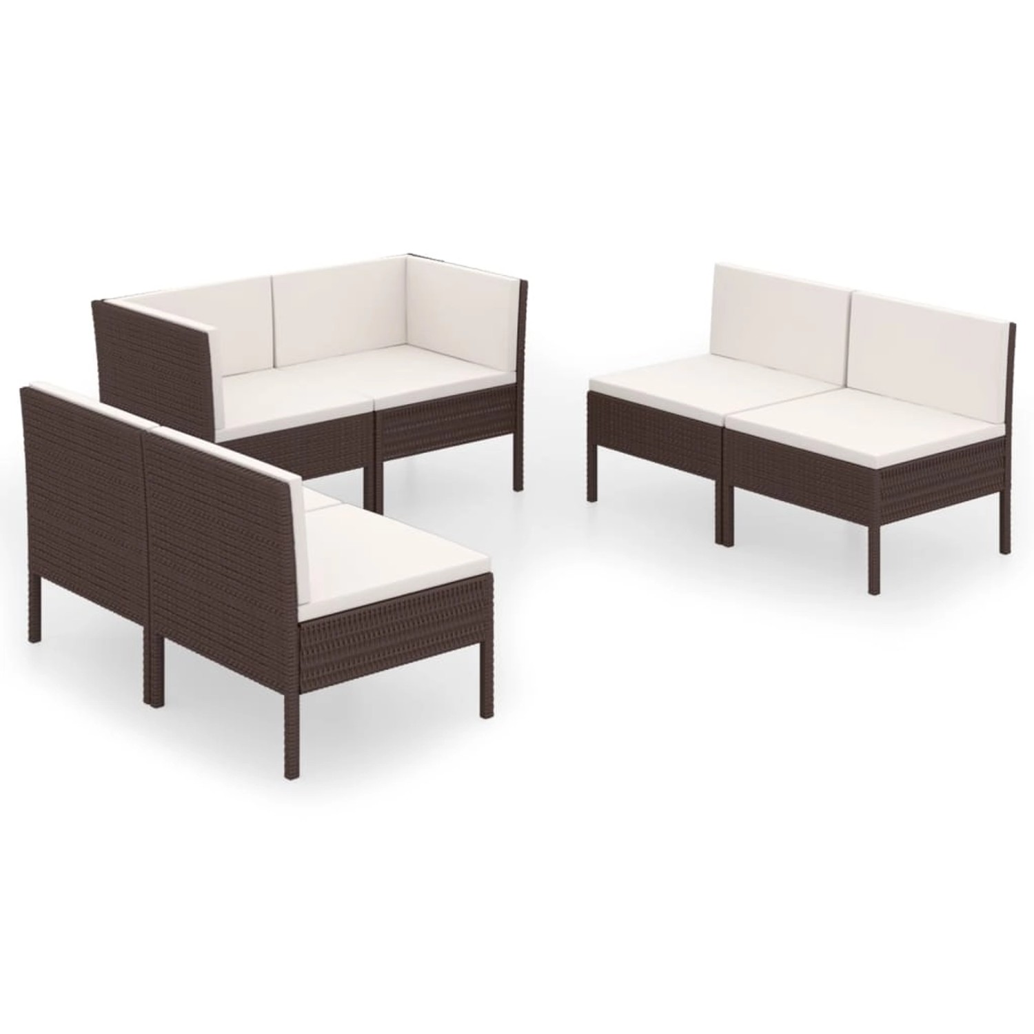 vidaXL 6-tlg Garten-Lounge-Set mit Auflagen Poly Rattan Braun Modell 20