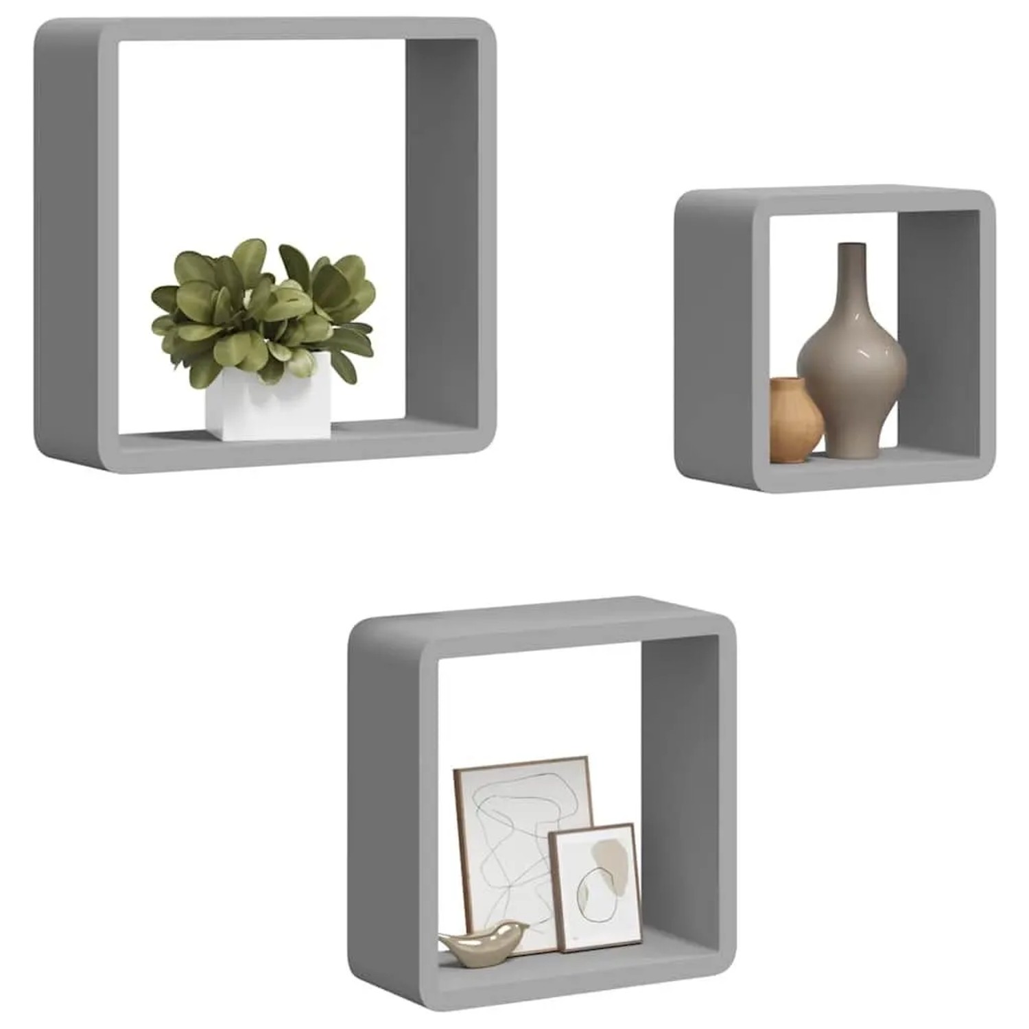 vidaXL Würfelregale 3 Stk Grau MDF 323954_4