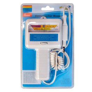 Planet Pool elektronischer Pooltester für pH- und Chlorwerte, verpackt.