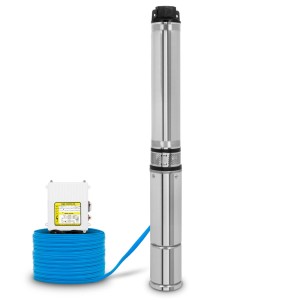 EBERTH 4" Tiefbrunnenpumpe 550W mit Kabel und Schaltbox für Brunnen und Hauswasserversorgung.