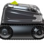 Grauer Zodiac Akku-Poolroboter CNX-Li 5220 iQ mit Raupenantrieb und gelbem Knopf.