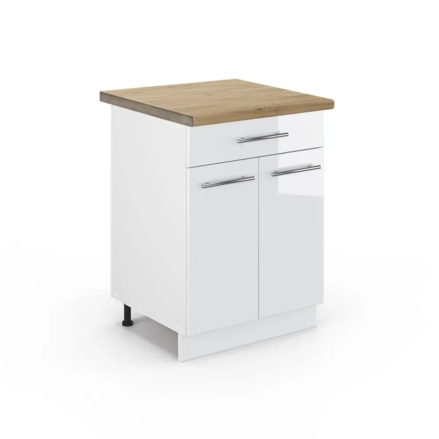 Vicco Küchenunterschrank Fame-Line Weiß Hochglanz Weiß 60 cm mit Schublade AP Eiche