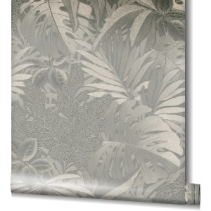 Marburg Vliestapete Botanica Floral Platin, Tapete mit floralem Muster in Platin.