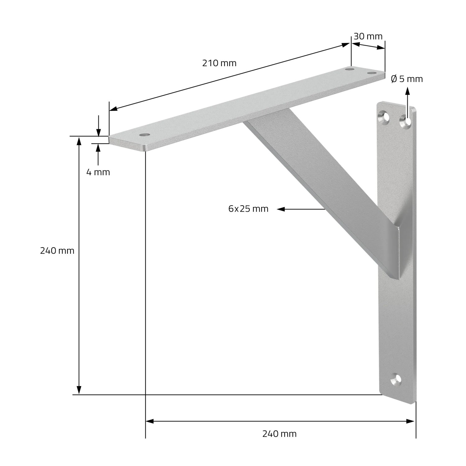 ML-Design Regalhalterung 2er Set, 240x240 mm, Silber, Aluminium, Regalwinkel für DIY Projekte.