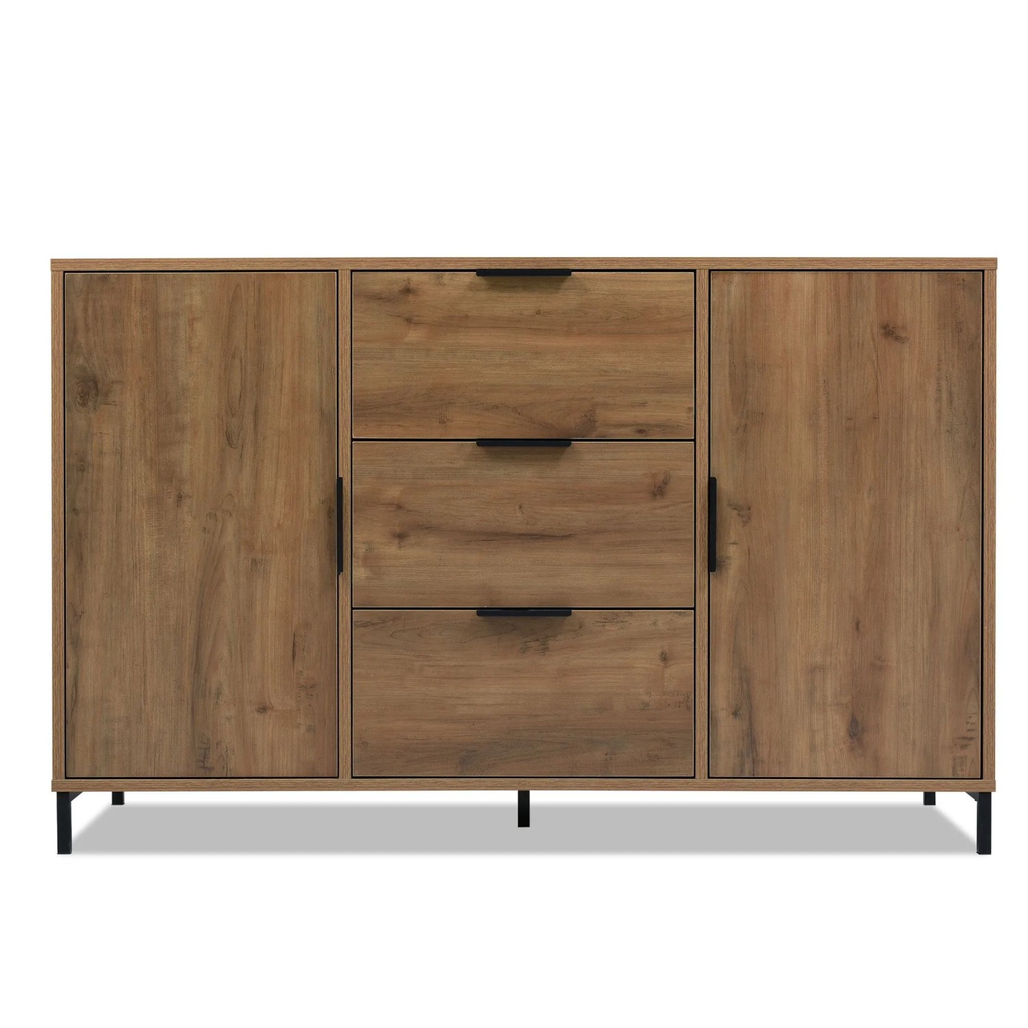 Merax Kommode 120x40x76cm 3 Schubladen Dunkle Eiche