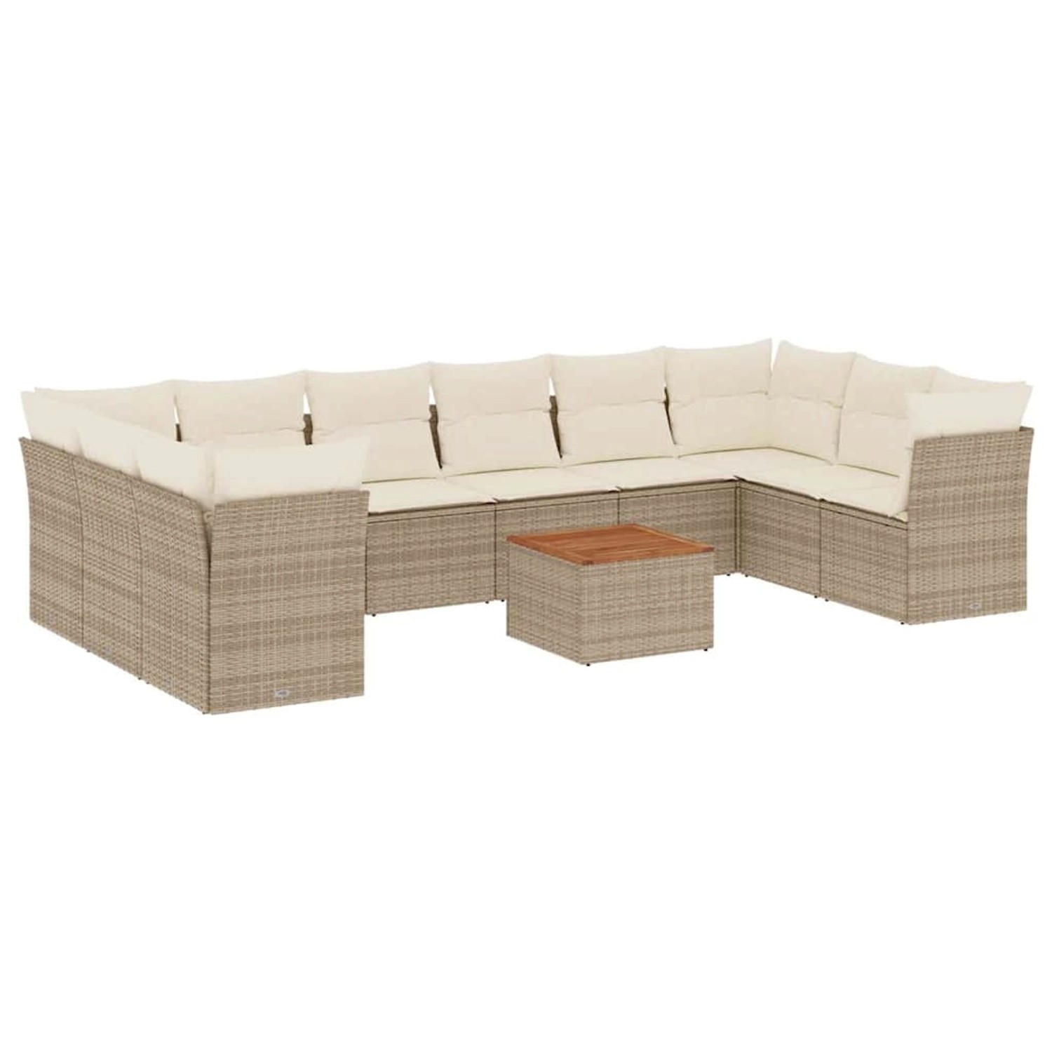 vidaXL 11-Tlg Garten-Sofagarnitur mit Kissen Beige Poly Rattan 3256163 günstig online kaufen